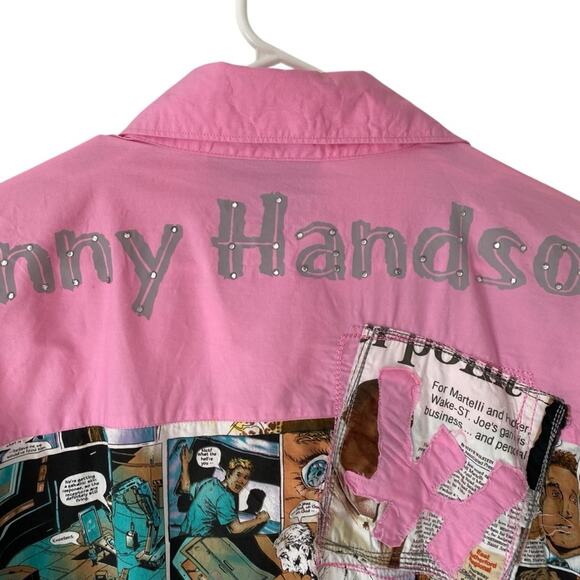 Johnny Handsome Comic Pink Graphic Men's Shirt Embellished Size XL Snap Button - Picture 5 of 11